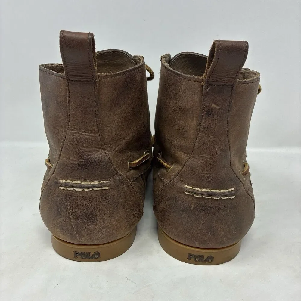 POLO Ralph Lauren 14557 Men's Barrott Brown Leather Boots Shoes Size 13 D